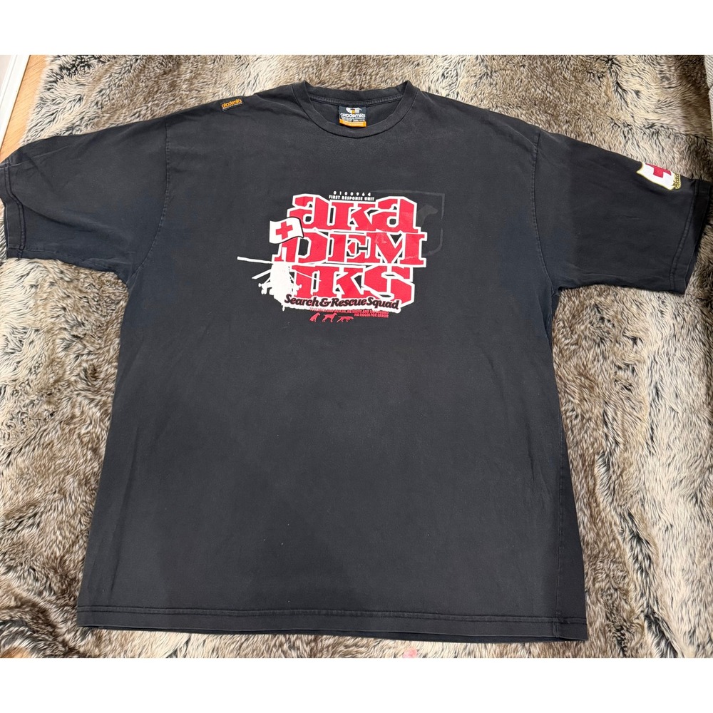 Akademiks Search & Rescue Squad T-Shirt Black Oversized Hip Hop 3XL Heavyweight